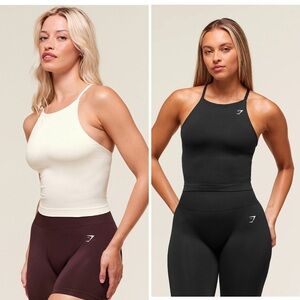 BUNDLE: Gymshark Everyday Seamless Tank w built in bra - Black and White - Sz M